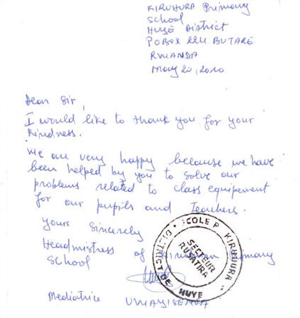 Letter from Rwanda