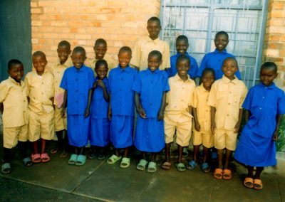 Primary school children at Kiruhura in new uniforms and footware.